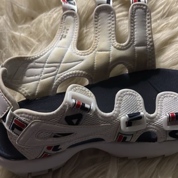 Fila White/Blue Sporty Disruptor Velcro Sandals. Size 8 GUC. - Picture 7 of 7